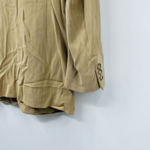 DKNY Blazer Jacket Tan Single Breasted Long Sleeve Wool Blend Womens Size 8 - Picture 8 of 9